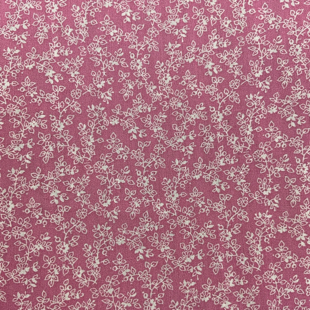 Vintage pink & off white floral cotton fabric 55” x 44”